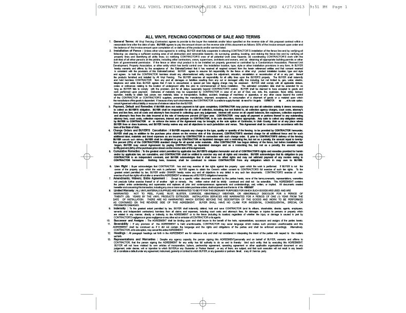 Vinyl Contract Form Side 2