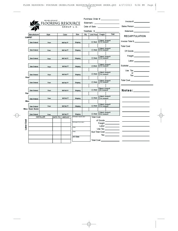 Fooring Resource Purchase Order 