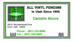 All Vinyl Fence Bus Card