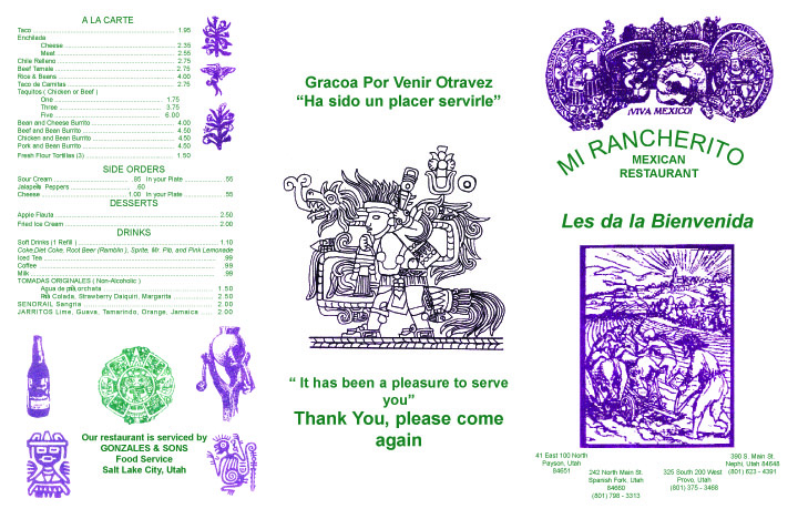 Mi Rancerito BL Bus Menu Front